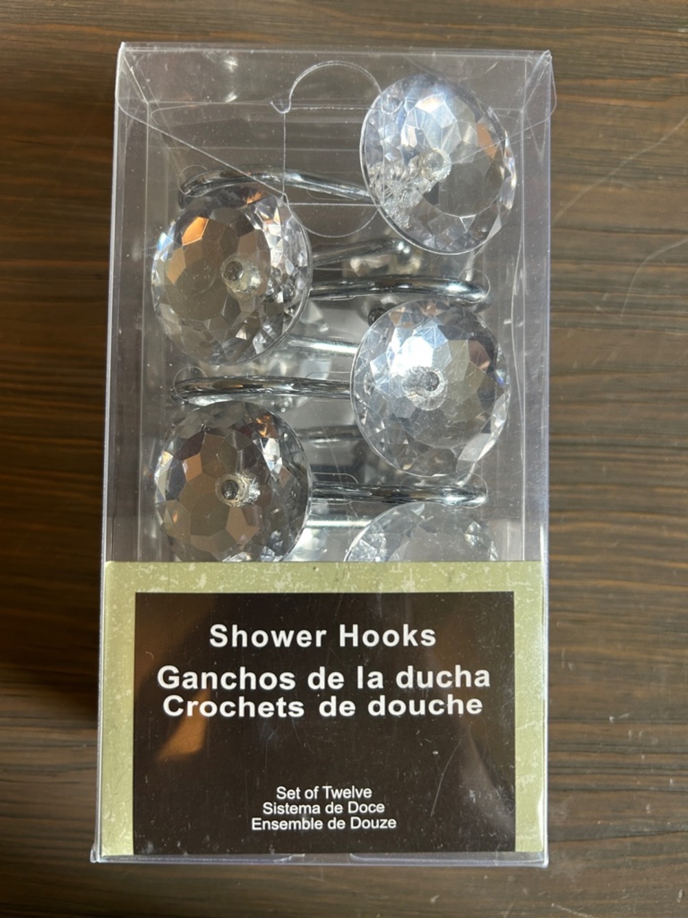 NWT Clear Crystal Silver Shower Hooks – Set of 12